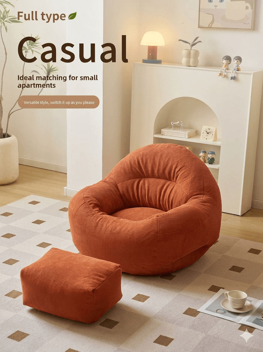 Modern Lazy Sofa Accent Chair: Comfortable Single Person Armchair for Small Spaces, Balcony Leisure Seating & Reading Nook