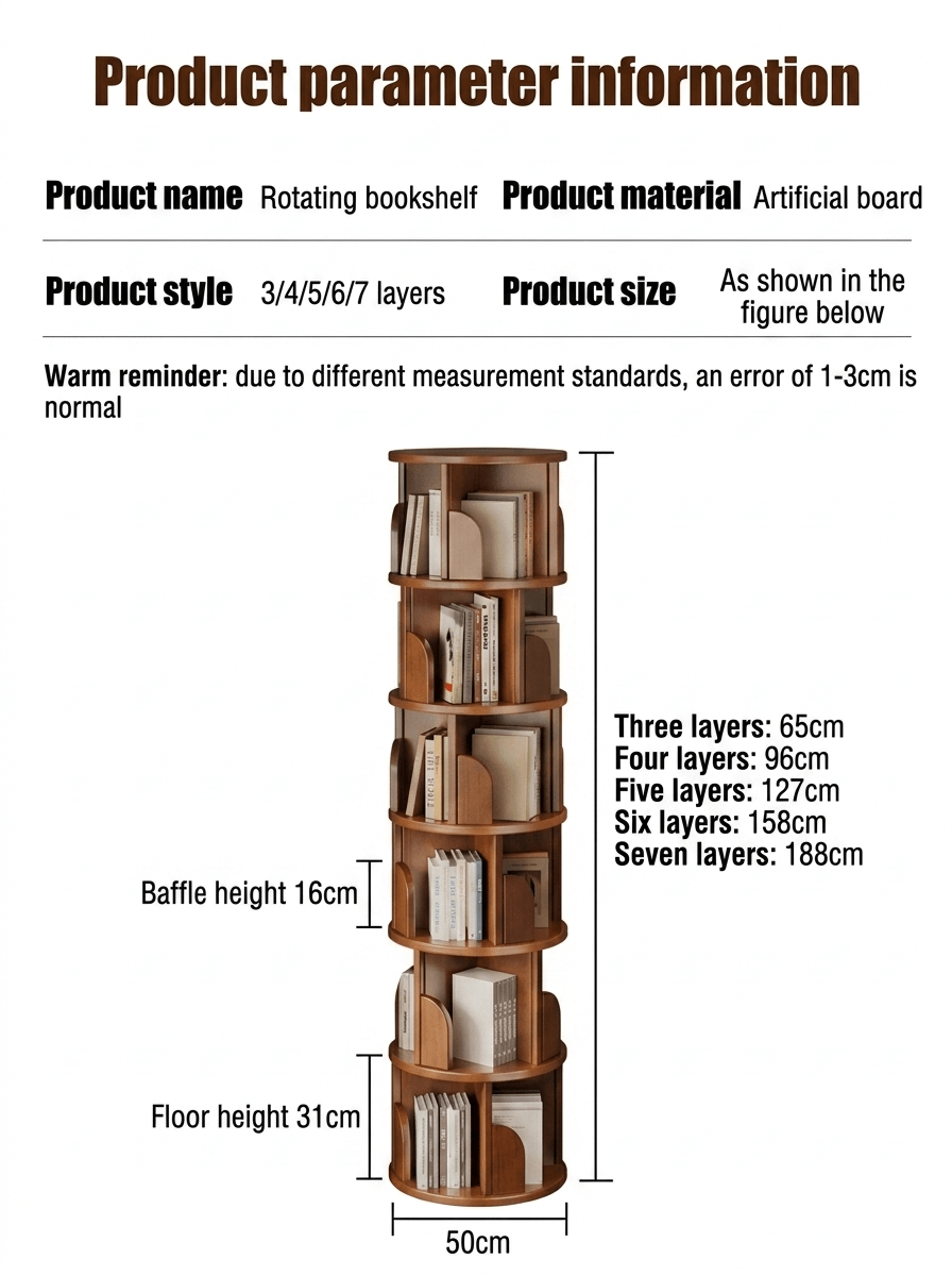 360° Rotating Bookshelf: Compact Space-Saving Storage Tower, Mobile Spinning Bookcase for Small Apartments