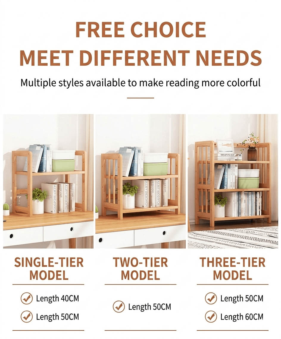 Multi-Tier Floor Standing Bookshelf - Versatile Storage Rack & Student Bookcase, Adjustable Organizer for Living Room, Home Office & Corner Spaces, Modern Simple Style Cabinet