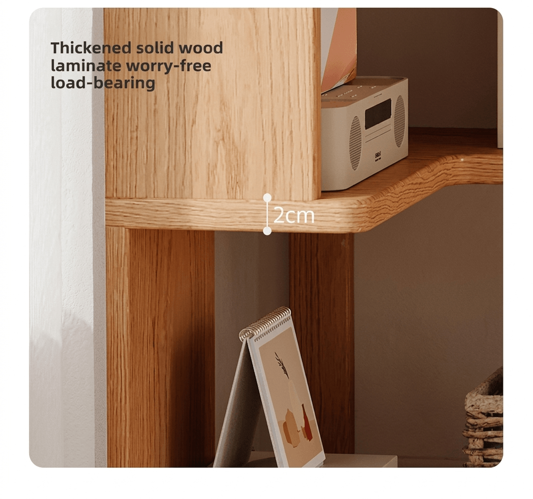 Solid Wood Corner Bookshelf - Multi-Tier Floor Standing Storage Cabinet & Display Rack, Space-Saving Corner Organizer for Home & Office