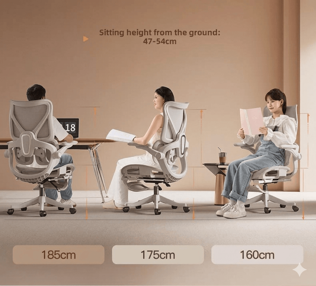 Ergonomic Computer Chair with Floating Wing Lumbar Support – Heavy Duty Office Chair for Home Work, Breathable High-Back E-Sports Chair for Maximum Stability