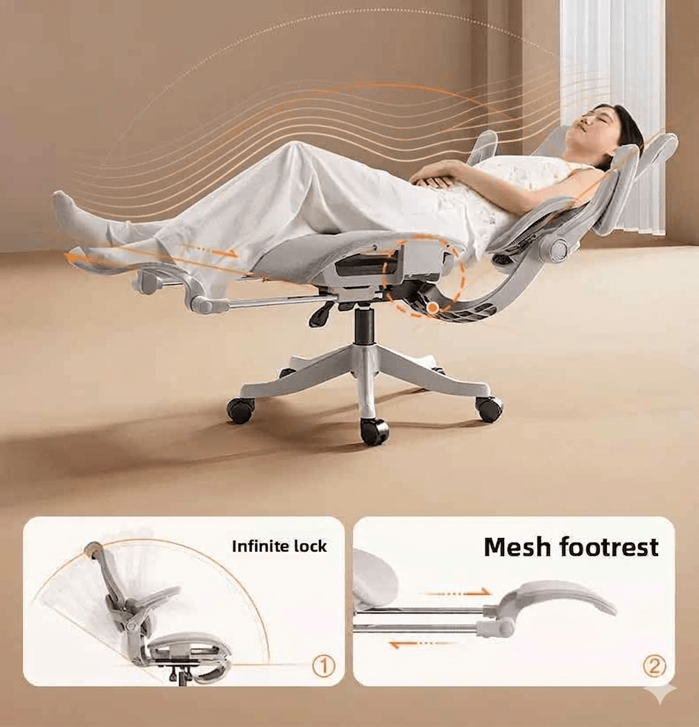 Ergonomic Computer Chair with Floating Wing Lumbar Support – Heavy Duty Office Chair for Home Work, Breathable High-Back E-Sports Chair for Maximum Stability