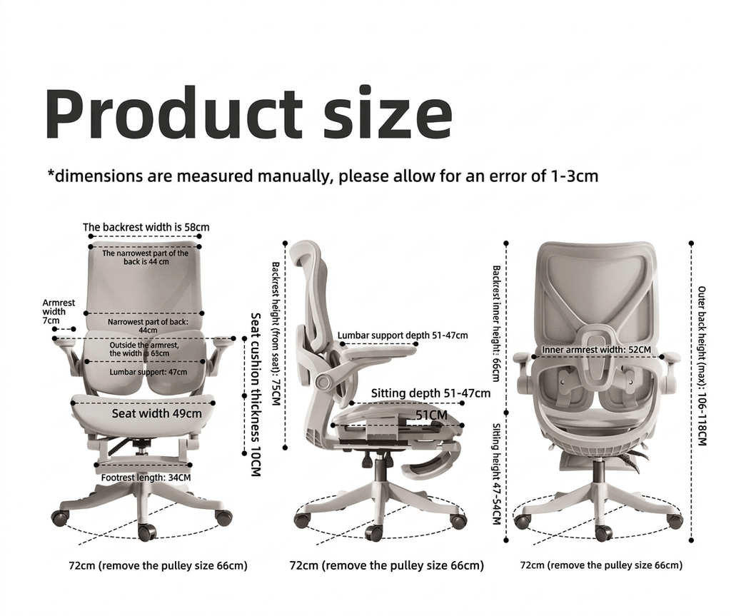 Ergonomic Computer Chair with Floating Wing Lumbar Support – Heavy Duty Office Chair for Home Work, Breathable High-Back E-Sports Chair for Maximum Stability