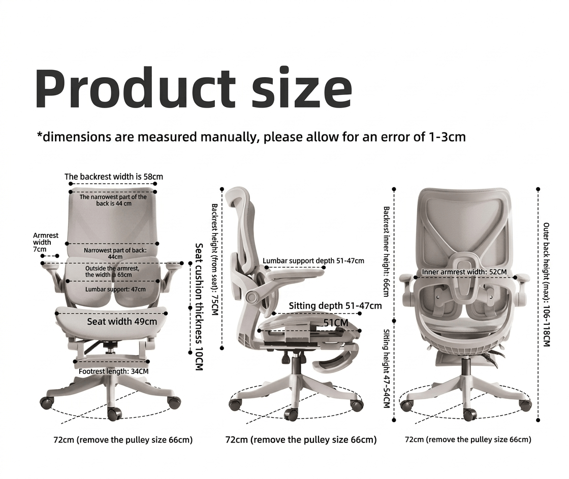 Ergonomic Computer Chair with Floating Wing Lumbar Support – Heavy Duty Office Chair for Home Work, Breathable High-Back E-Sports Chair for Maximum Stability