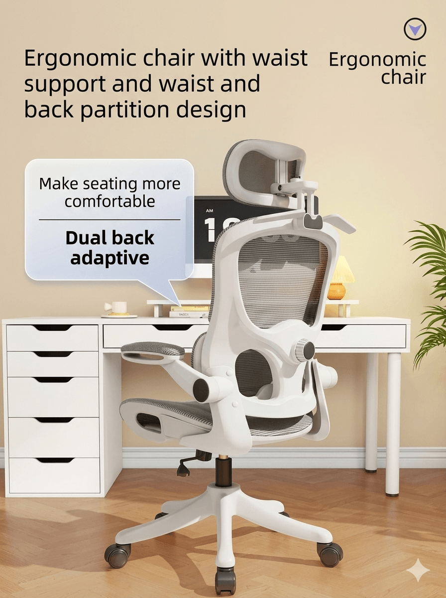 Modern Ergonomic Office Chair with Reclining Backrest & Footrest – Pro E-Sports Gaming Chair, Adjustable Lumbar Support Computer Chair for Home Office