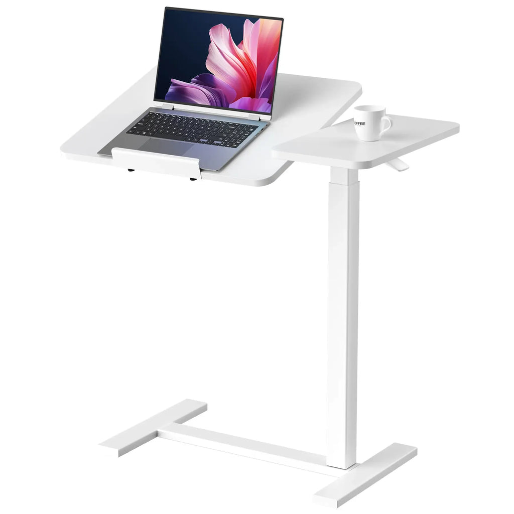 【Deals For You】Overbed Bedside Table Adjustable with Wheels, Mobile Standing Stand Up Rolling Laptop PC Desks with Tilting Top Height Tray Side Computer Workstation