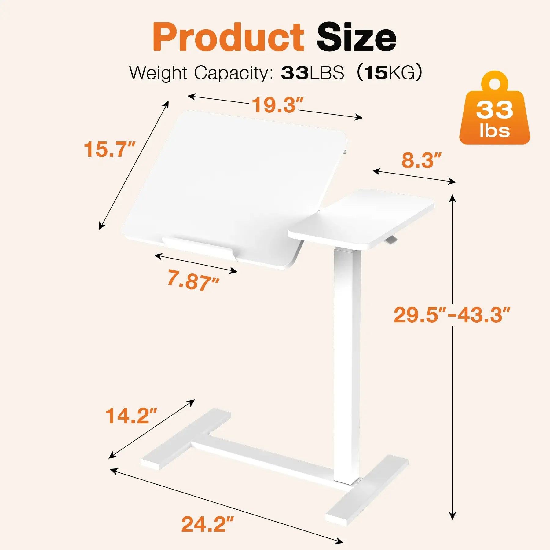 【Deals For You】Overbed Bedside Table Adjustable with Wheels, Mobile Standing Stand Up Rolling Laptop PC Desks with Tilting Top Height Tray Side Computer Workstation