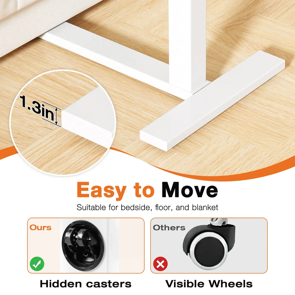【Deals For You】Overbed Bedside Table Adjustable with Wheels, Mobile Standing Stand Up Rolling Laptop PC Desks with Tilting Top Height Tray Side Computer Workstation