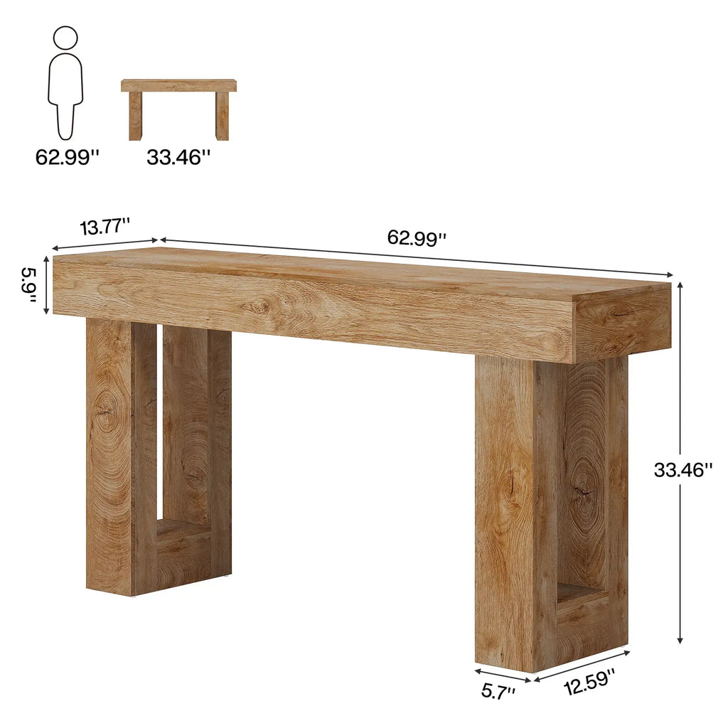 [Summervibes] Tribesigns 63-Inch Long Console Table, Wooden Rectangular Sofa Table Behind The Couch, Farmhouse Entryway Table for Entrance, Hallway, Living Room (Natural) Modern