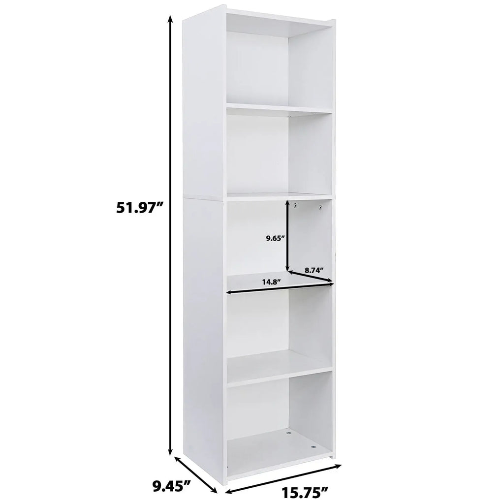 Segawe Modern Aesthetic 5-Tier Narrow Indoor Bookshelf - Home Furniture, Home Storage Organizer, House Decor Room Accessories Shelves (15.8"x9.5"x52"),summerwins