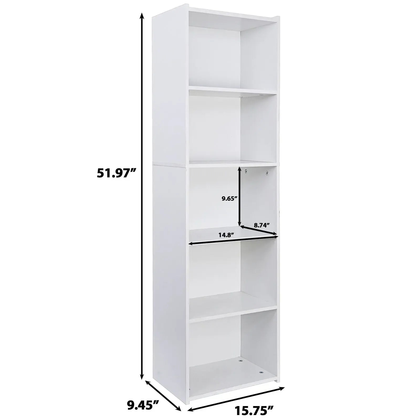 Segawe Modern Aesthetic 5-Tier Narrow Indoor Bookshelf - Home Furniture, Home Storage Organizer, House Decor Room Accessories Shelves (15.8"x9.5"x52"),summerwins