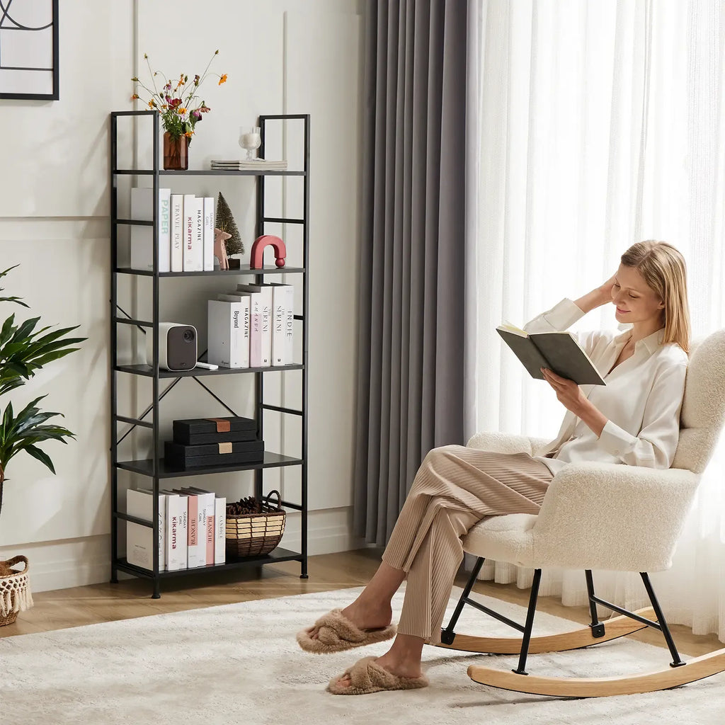 5 Tiers Bookshelf, Classical Modern Book Shelf, Tall Display Shelves in Living Room/Home/Office, Storage Organizer for CDs/Books/Movies