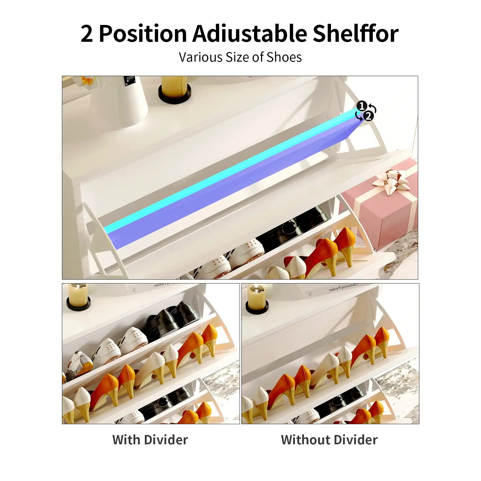 VOWNER Shoes Cabinet with Drawers for Narrow Entryway,Shoe Storage Cabinet Shoe Rack Organizer for Bedroom Living Room