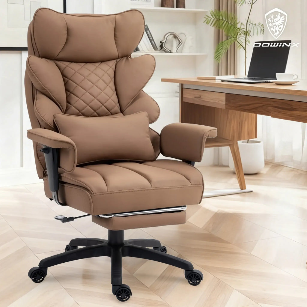 Summervibes Dowinx Ergonomic Office Chair - Big & Tall Executive Desk Chair with Pocket Spring Lumbar Support, High-Back Adjustable Gaming Chair, Removable Footrest & 3D Armrests