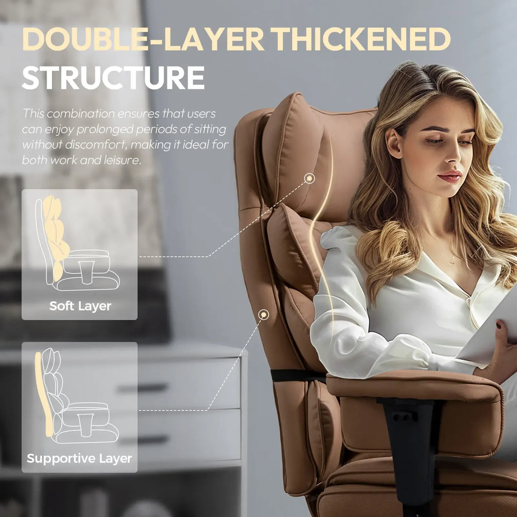Summervibes Dowinx Ergonomic Office Chair - Big & Tall Executive Desk Chair with Pocket Spring Lumbar Support, High-Back Adjustable Gaming Chair, Removable Footrest & 3D Armrests
