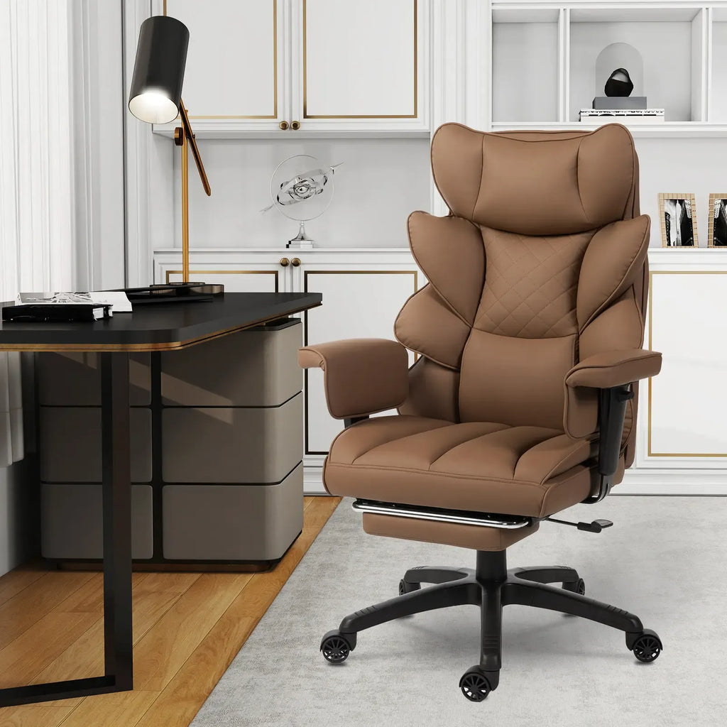 Summervibes Dowinx Ergonomic Office Chair - Big & Tall Executive Desk Chair with Pocket Spring Lumbar Support, High-Back Adjustable Gaming Chair, Removable Footrest & 3D Armrests
