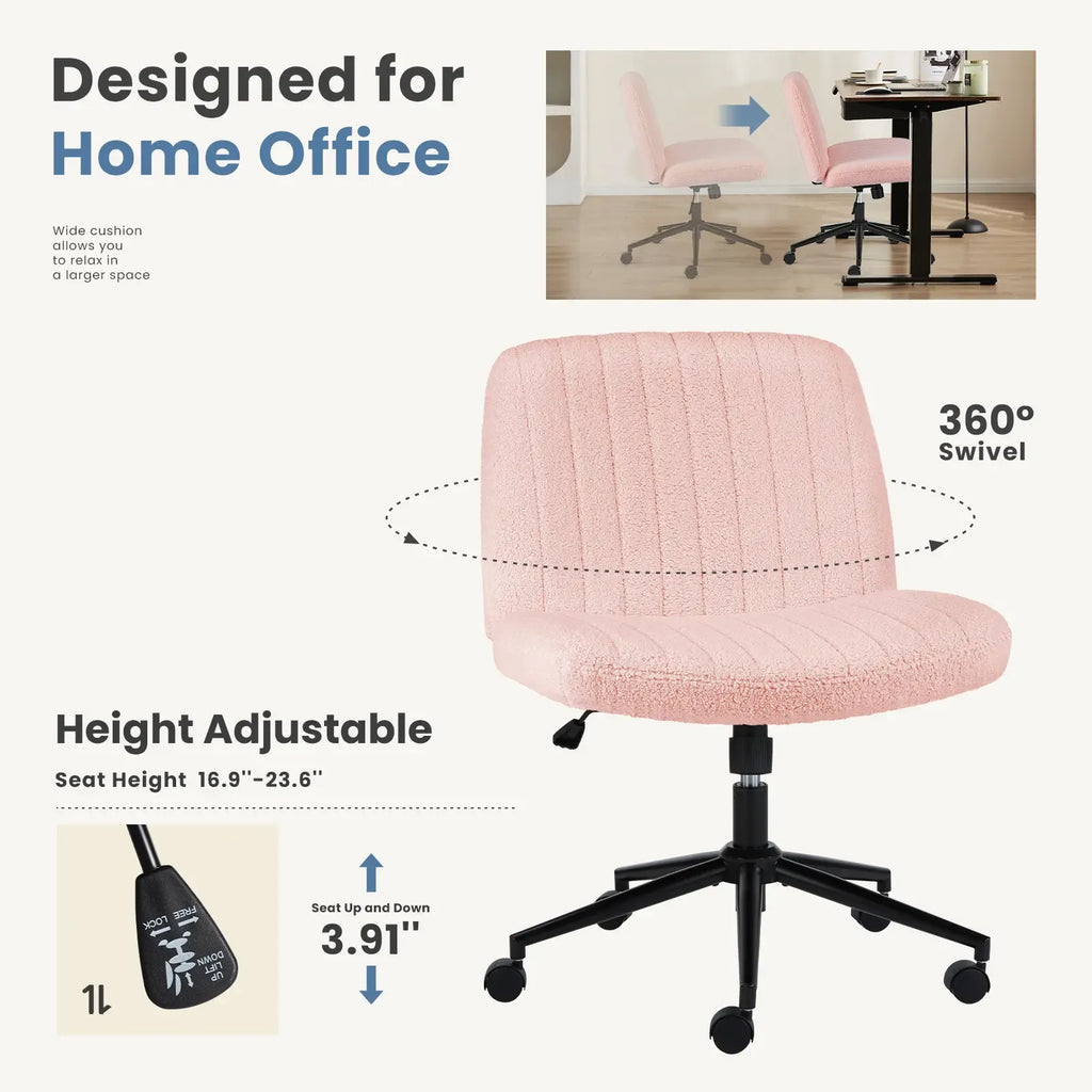 【Deals for you】Height Adjustable Criss Cross Chair Office Wide Swivel Home Office Desk Chairs Reading Chair