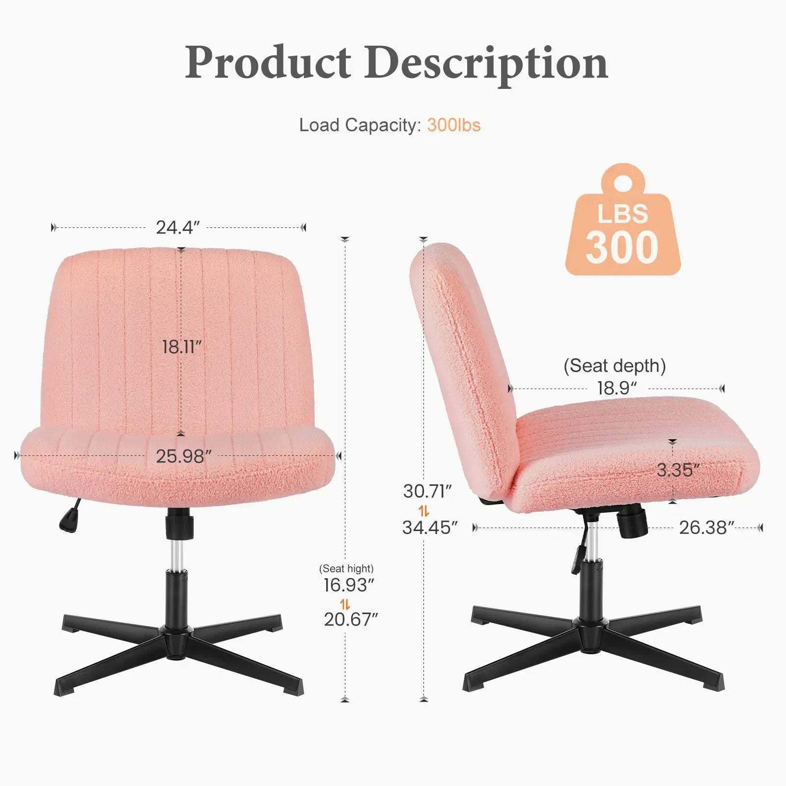 【Deals for you】Height Adjustable Criss Cross Chair Office Wide Swivel Home Office Desk Chairs Reading Chair