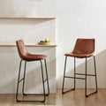 【Deals for you】Counter Height Bar Stools with Back, Armless Chairs with Metal Legs and Footrest - Waterproof Leather