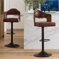 Swivel Bar Stools Set of 1/2 Seat Adjustable Height 24.5-33.5IN, Wooden Barstools PU Leather Upholstered Bar Chairs with Back & Footrest for Bar Kitchen Dining Room