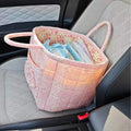 car Storage Basket, floral Fabric quilted basket for Clothes Toys & Blankets Car Trunk Organizer Backseat Storage Machine Washable  Large Capacity Woven Design room clutter  organization daily use item  summervibes 	 large capacity clothes