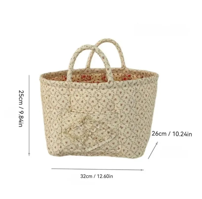 car Storage Basket, floral Fabric quilted basket for Clothes Toys & Blankets Car Trunk Organizer Backseat Storage Machine Washable  Large Capacity Woven Design room clutter  organization daily use item  summervibes 	 large capacity clothes