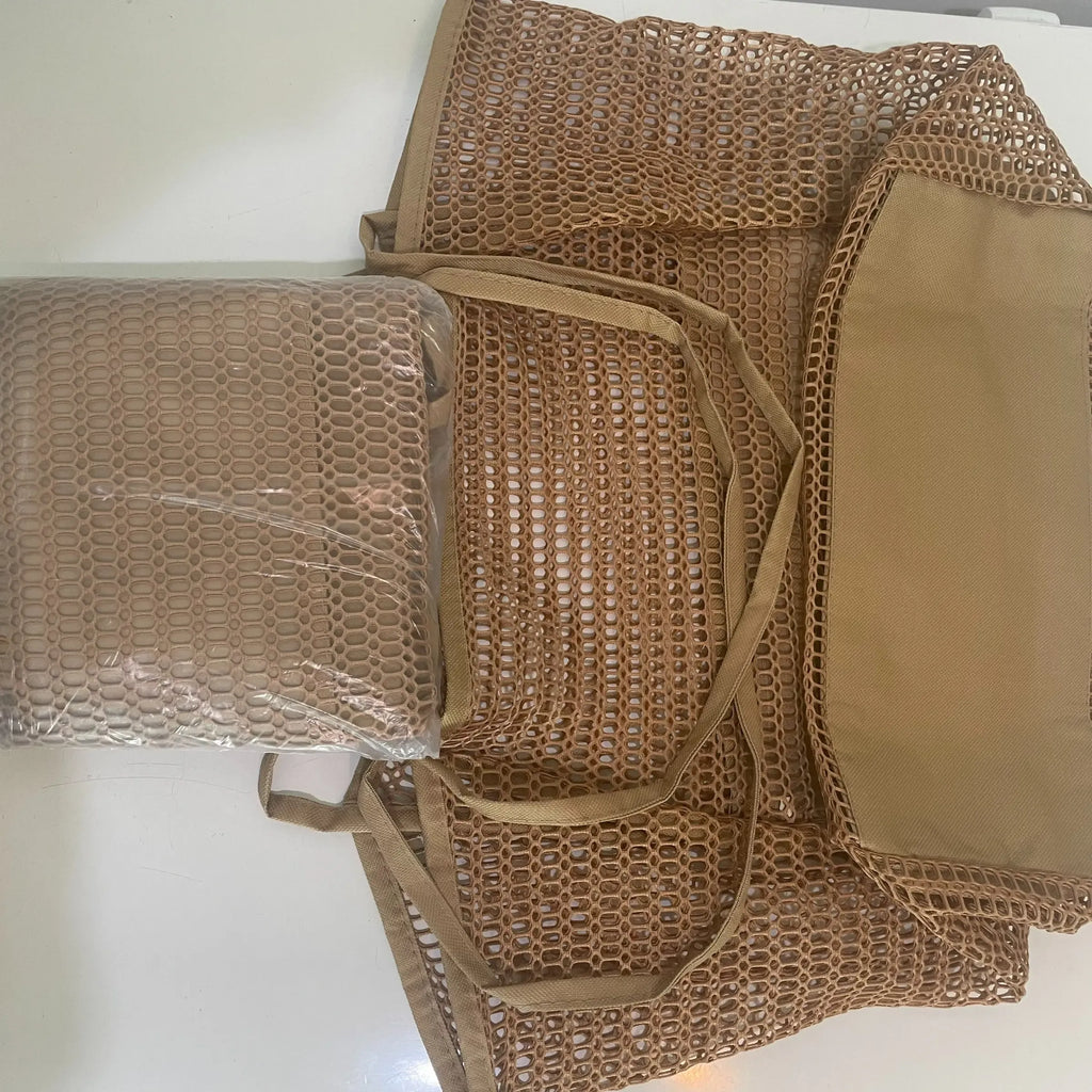 Large Capacity Beach Bag, 1 Count Outdoor Mesh Bag, Folding Mesh Shoulder Bag, Storage Bag for Home & Outdoor, Beach Tote