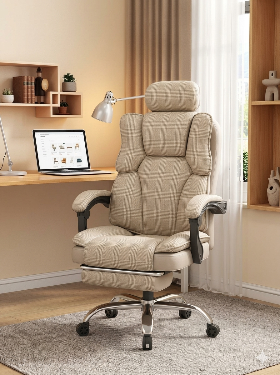 Modern Ergonomic Office Chair with Reclining Backrest & Footrest – Pro E-Sports Gaming Chair, Adjustable Lumbar Support Computer Chair for Home Office