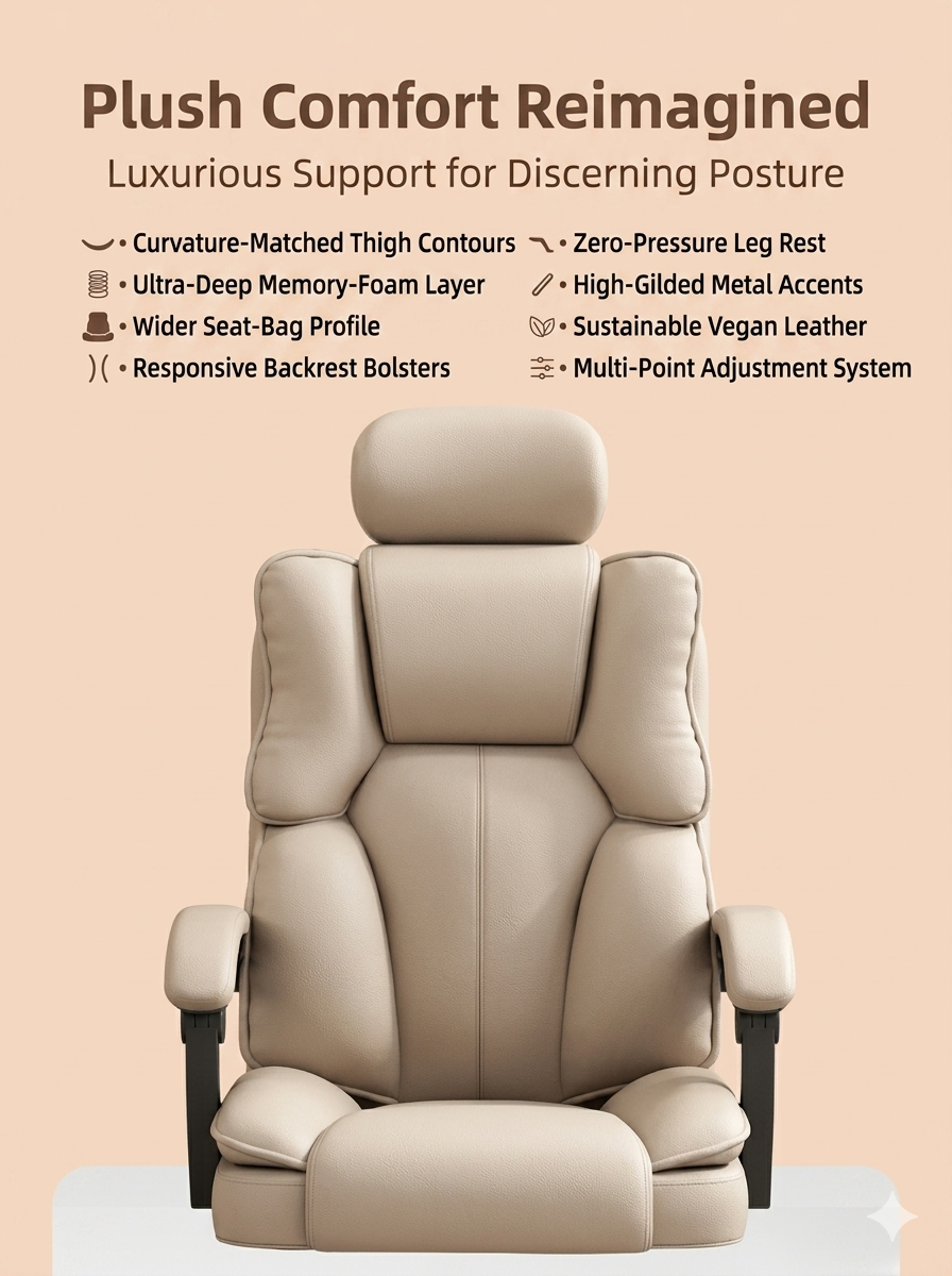 Modern Ergonomic Office Chair with Reclining Backrest & Footrest – Pro E-Sports Gaming Chair, Adjustable Lumbar Support Computer Chair for Home Office