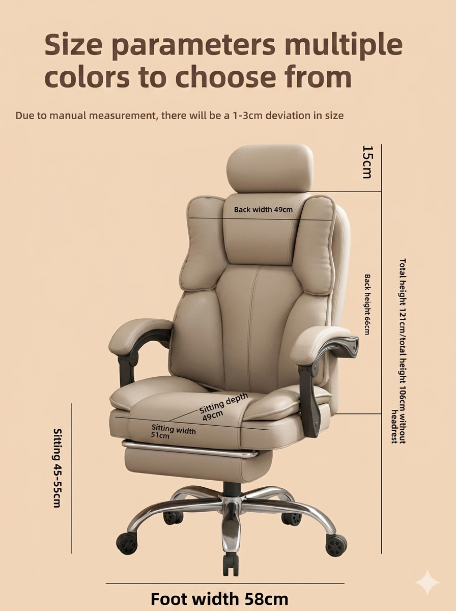 Modern Ergonomic Office Chair with Reclining Backrest & Footrest – Pro E-Sports Gaming Chair, Adjustable Lumbar Support Computer Chair for Home Office