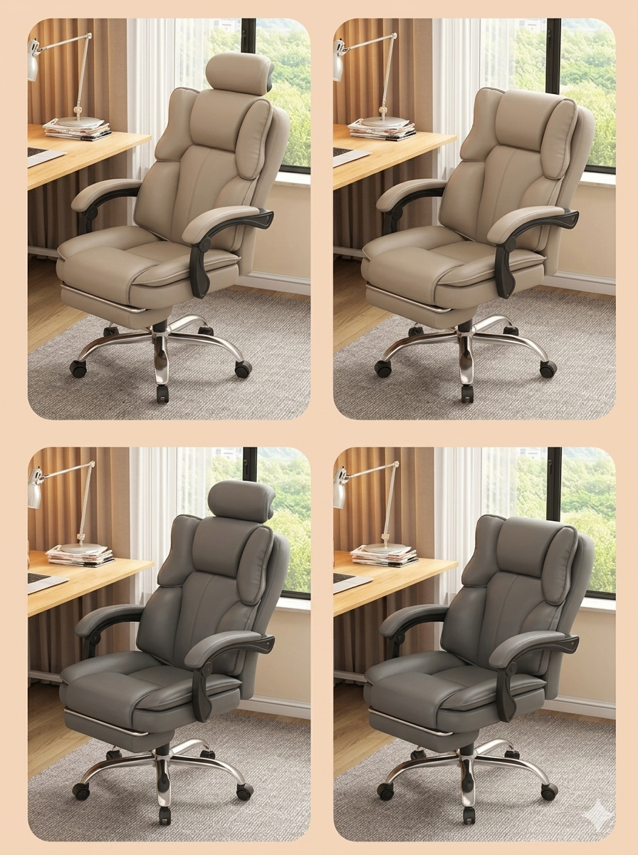 Modern Ergonomic Office Chair with Reclining Backrest & Footrest – Pro E-Sports Gaming Chair, Adjustable Lumbar Support Computer Chair for Home Office