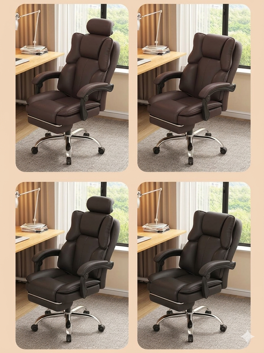 Modern Ergonomic Office Chair with Reclining Backrest & Footrest – Pro E-Sports Gaming Chair, Adjustable Lumbar Support Computer Chair for Home Office