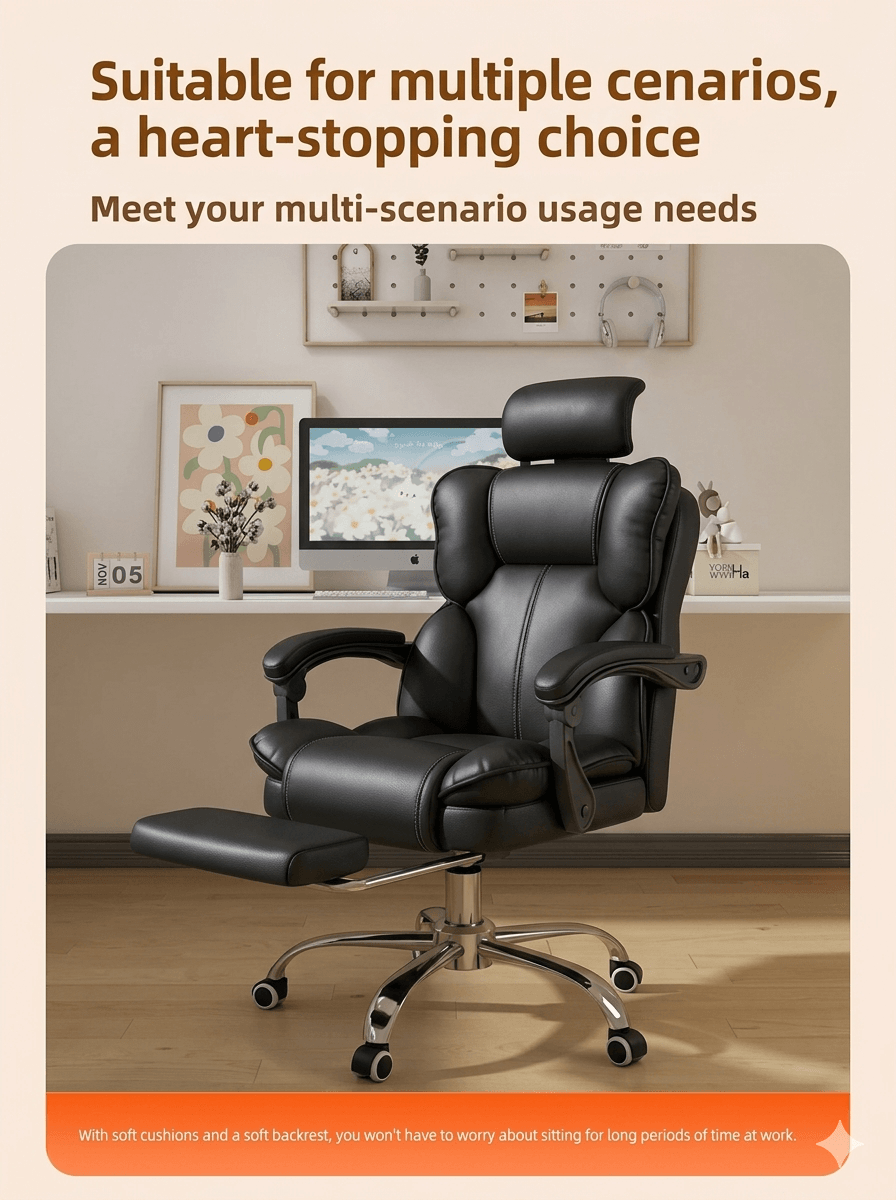 Ergonomic Home Office & E-Sports Chair: Comfortable Swivel Seat for Long Sessions, Gaming, Live Streaming & Study
