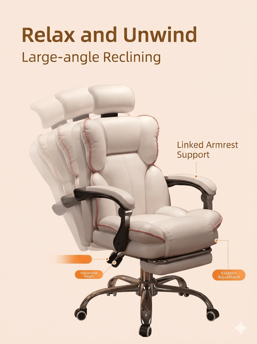 Ergonomic Home Office & E-Sports Chair: Comfortable Swivel Seat for Long Sessions, Gaming, Live Streaming & Study