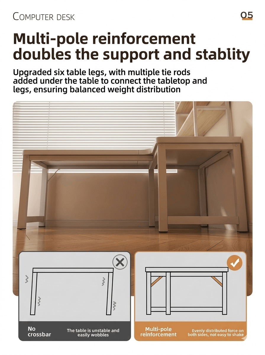 Heavy Duty L-Shaped Writing Desk: Industrial Metal Frame Corner Table, Durable Space-Saving Workstation for Small Spaces