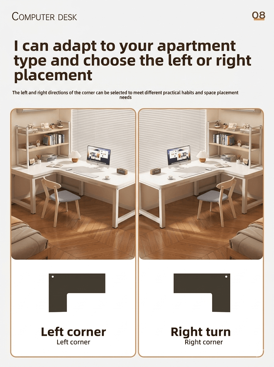 Heavy Duty L-Shaped Writing Desk: Industrial Metal Frame Corner Table, Durable Space-Saving Workstation for Small Spaces