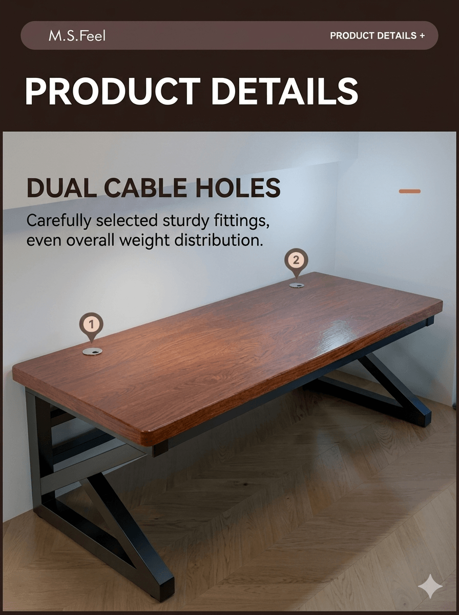 Modern Minimalist Solid Wood Table: Versatile Desktop Office Desk & Student Study Table, Natural Timber Furniture for Small Spaces