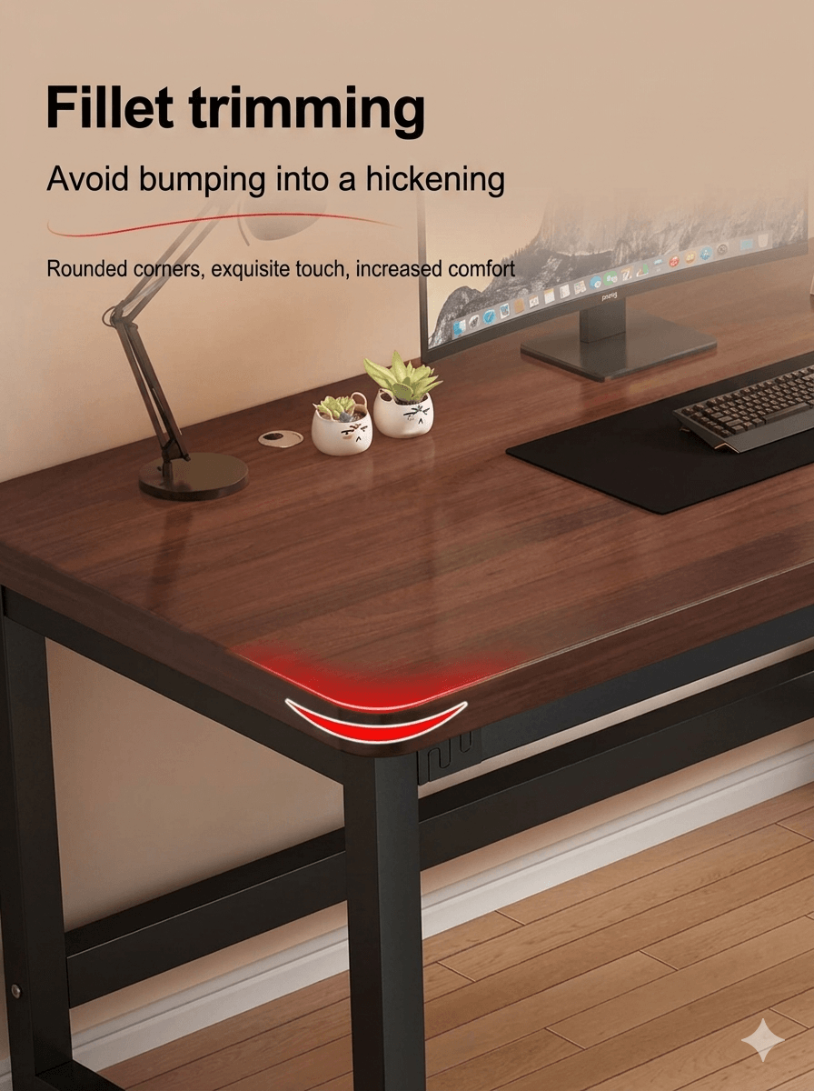 Solid Wood Computer Desk & Long Study Table: Durable Writing Workbench, Sturdy Home Office Gaming Desk for Small & Large Spaces