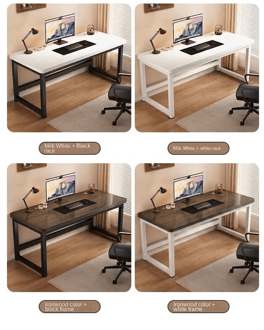 Solid Wood Computer Desk & Long Study Table: Durable Writing Workbench, Sturdy Home Office Gaming Desk for Small & Large Spaces