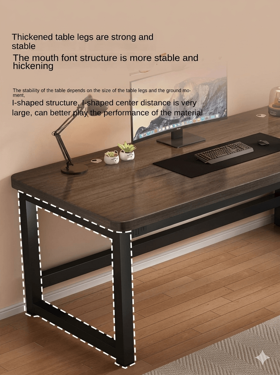 Solid Wood Computer Desk & Long Study Table: Durable Writing Workbench, Sturdy Home Office Gaming Desk for Small & Large Spaces