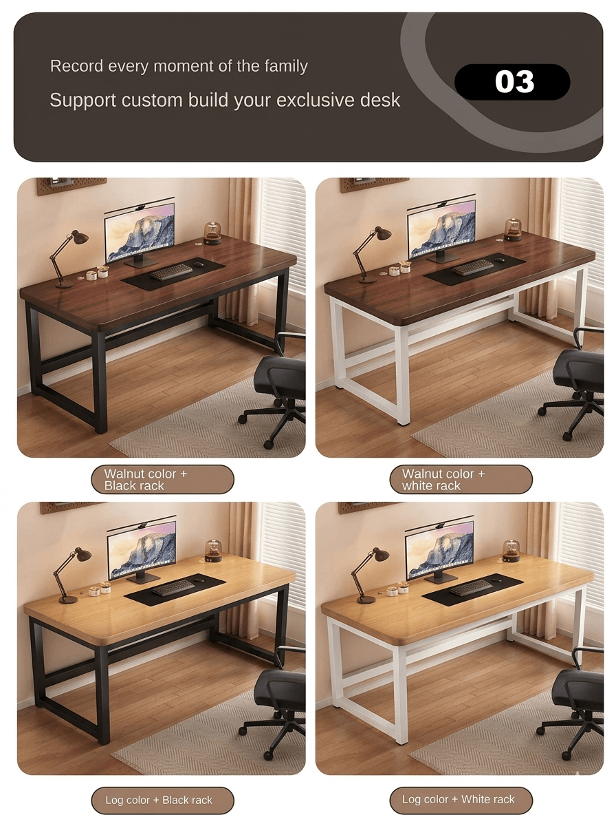 Solid Wood Computer Desk & Long Study Table: Durable Writing Workbench, Sturdy Home Office Gaming Desk for Small & Large Spaces