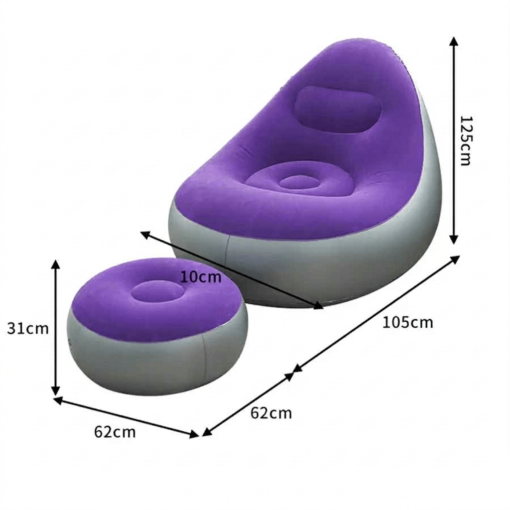 The Foldable Air Lounger: Premium Flocked PVC Inflatable Sofa Set - Minimalist Lazy Chair for Home, Travel & Leisure