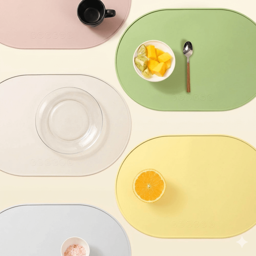Heat Resistant Silicone Placemats - Waterproof & Stain Resistant Table Mats, Washable, Reusable, and Portable Easy-to-Clean Non-Slip Dining Mats