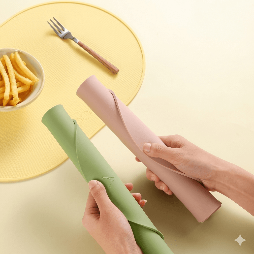Heat Resistant Silicone Placemats - Waterproof & Stain Resistant Table Mats, Washable, Reusable, and Portable Easy-to-Clean Non-Slip Dining Mats