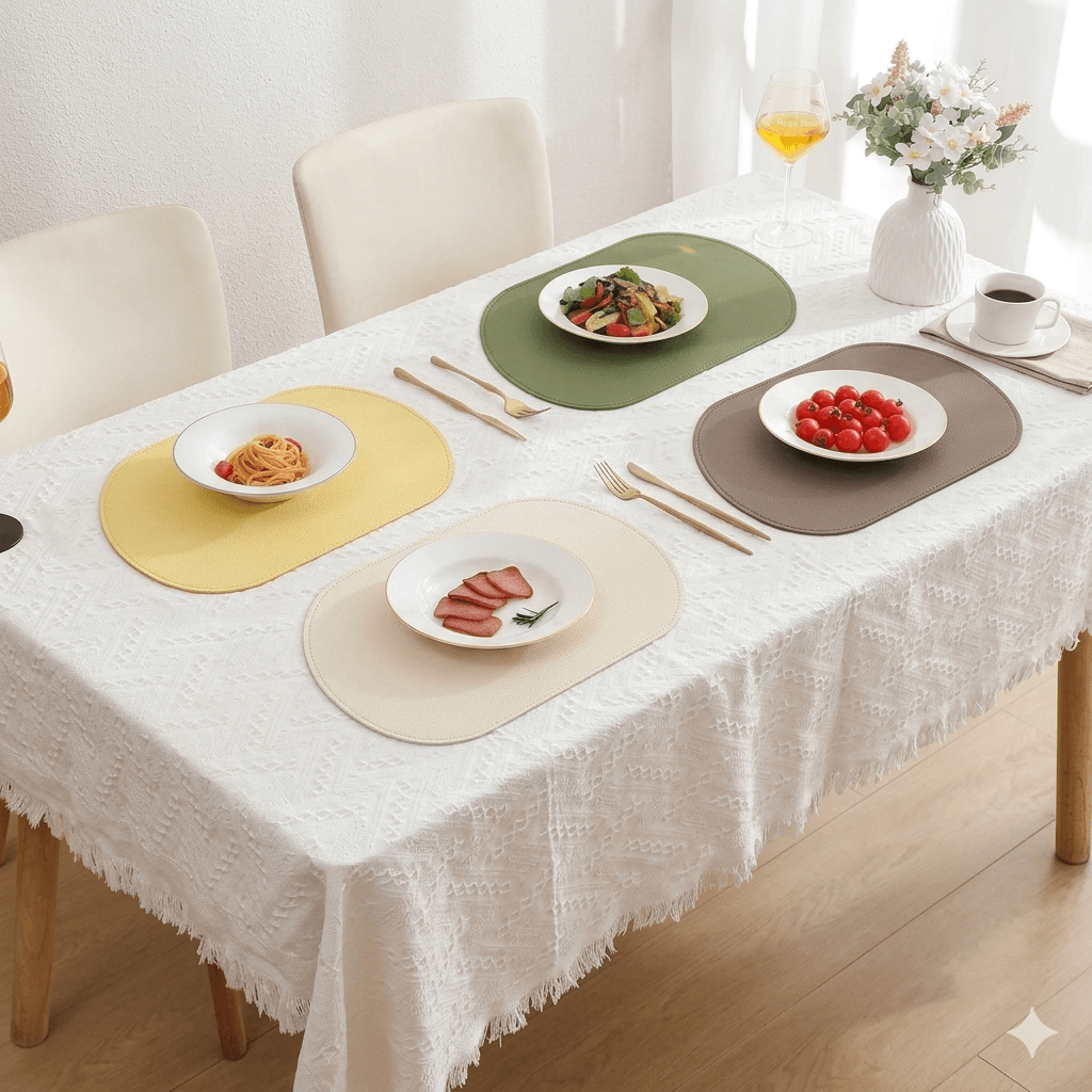 Heat Resistant Silicone Placemats - Waterproof & Stain Resistant Table Mats, Washable, Reusable, and Portable Easy-to-Clean Non-Slip Dining Mats