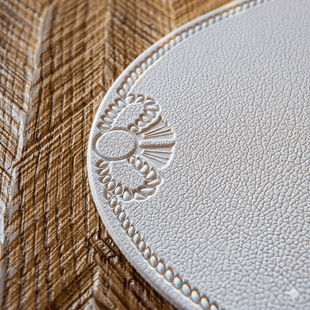 Luxury Green Faux Leather Table Mats - Elegant Oval Embossed Placemats for Dining Room & Cafe, Durable Water-Resistant Tableware Gift Set