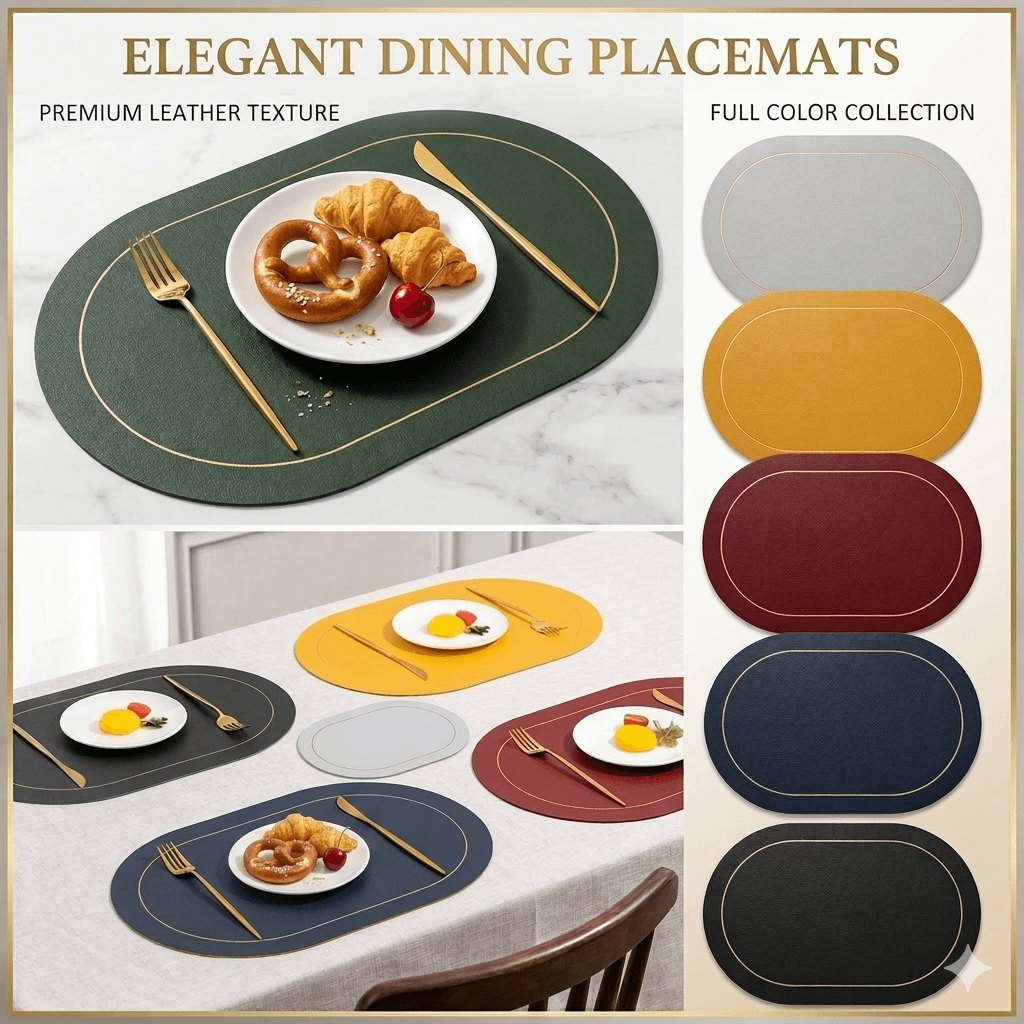 Nordic Table Placemats  Double-Sided Faux Leather Desk Pad Heat Resistant & Wipeable Coffee Mat, Modern Kitchen & Dining Decoration