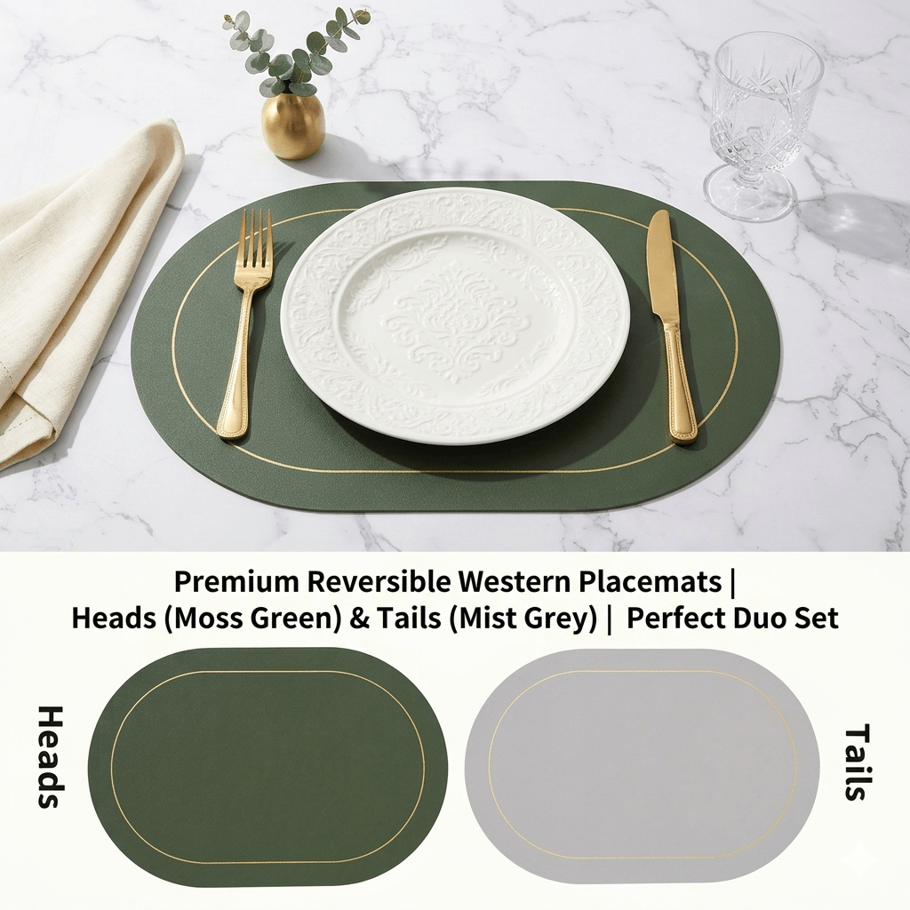 Nordic Table Placemats  Double-Sided Faux Leather Desk Pad Heat Resistant & Wipeable Coffee Mat, Modern Kitchen & Dining Decoration