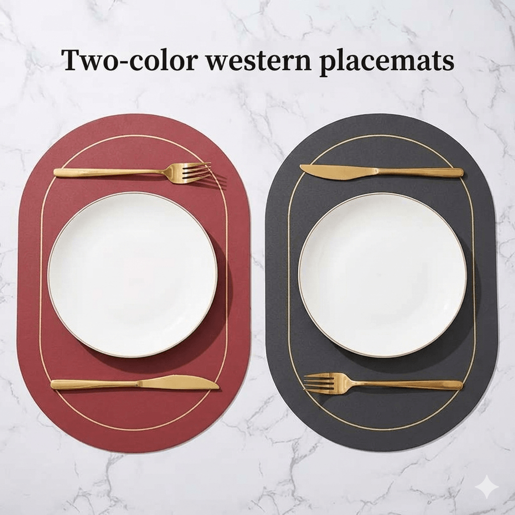 Nordic Table Placemats  Double-Sided Faux Leather Desk Pad Heat Resistant & Wipeable Coffee Mat, Modern Kitchen & Dining Decoration