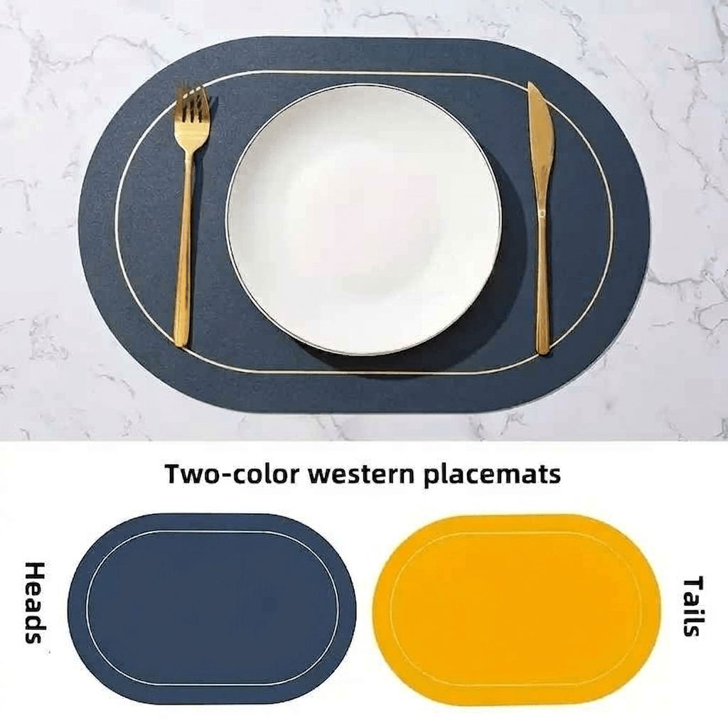 Nordic Table Placemats  Double-Sided Faux Leather Desk Pad Heat Resistant & Wipeable Coffee Mat, Modern Kitchen & Dining Decoration